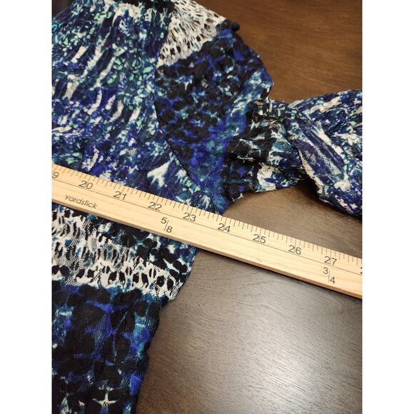 Joei & I Women's‎ Blue Black Stretch V-Neck Tie Front Long Sleeve Blouse Size 2X - Picture 5 of 6